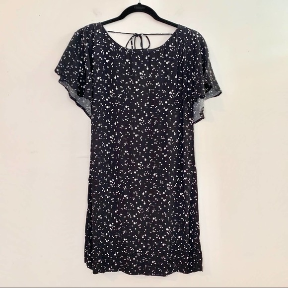 ZARA Basic Black Star Print Open Back Ruffle Dress - Picture 4 of 10